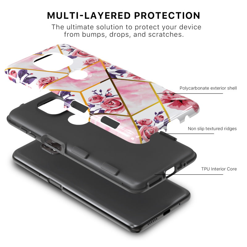 Moto G Power (2021) MyBat Pro TUFF Subs Series Case - Rose Marble (1101151)