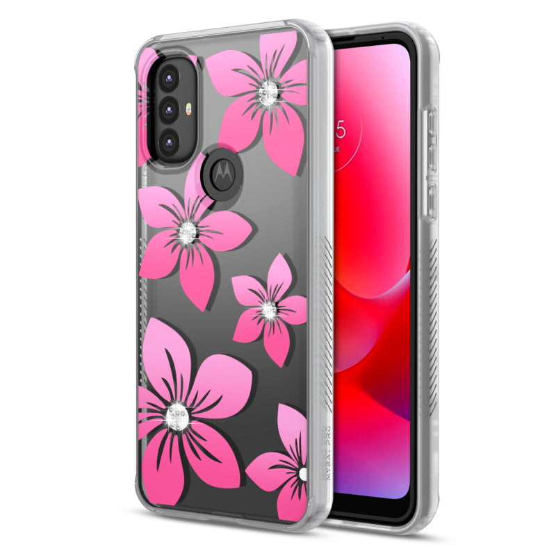 Moto G Play 2023, Moto G Pure, Moto G Power (2022) MyBat Pro Mood Series Case (with Diamonds) - Blossom (1103598)