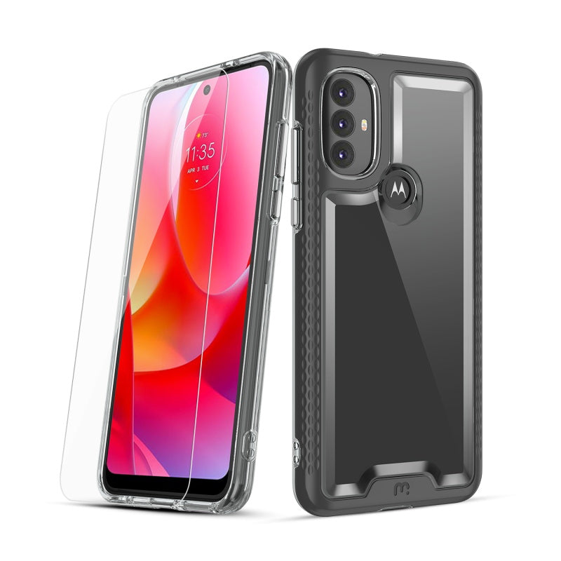 Moto G Play 2023, Moto G Pure, Moto G Power (2022) MyBat Pro Lux Series Case with Tempered Glass - Black (1103601)