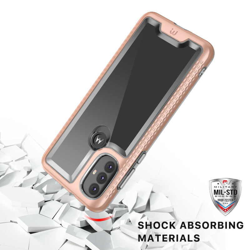 Moto G Play 2023, Moto G Pure, Moto G Power (2022) MyBat Pro Lux Series Case with Tempered Glass  - Rose Gold (1103600)