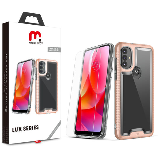 Moto G Play 2023, Moto G Pure, Moto G Power (2022) MyBat Pro Lux Series Case with Tempered Glass  - Rose Gold (1103600)