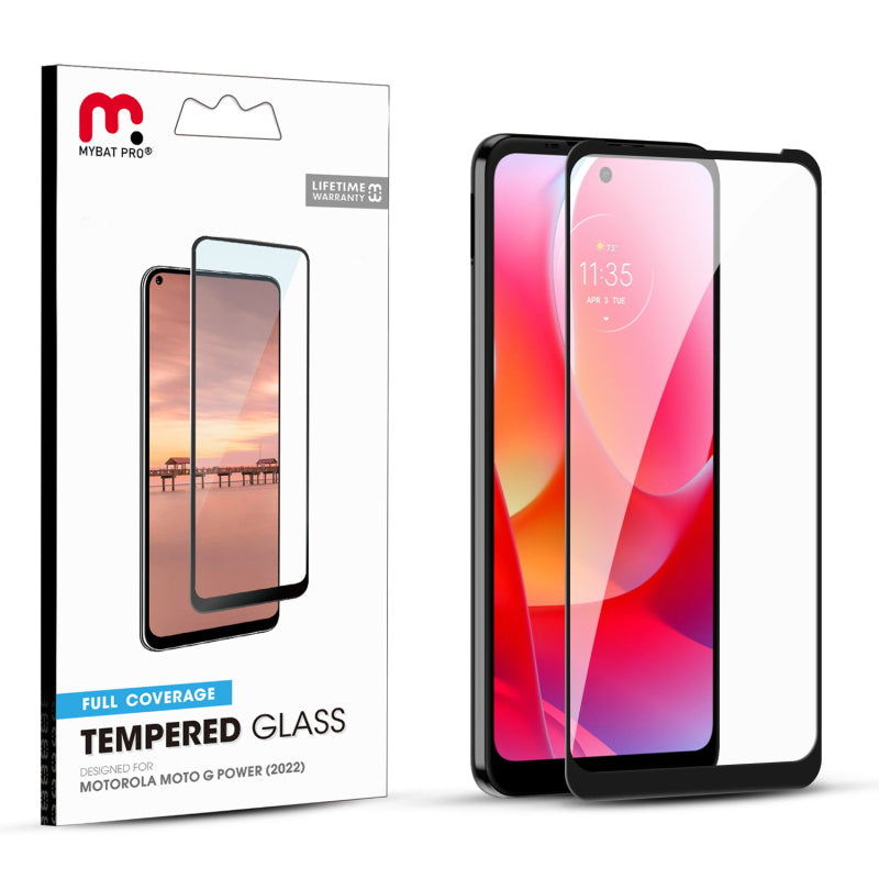 MyBat Pro Full Coverage Tempered Glass Screen Protector for Motorola Moto G Power (2022) - Black (1103602)