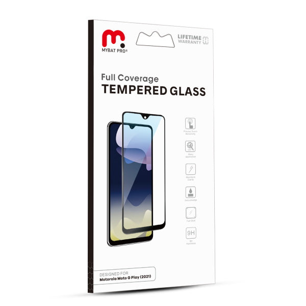 Moto G Play (2021) MyBat Pro Full Coverage Tempered Glass Screen Protector - Black (1101140)