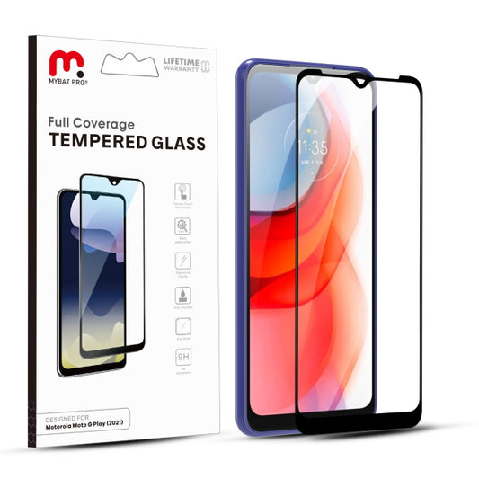 Moto G Play (2021) MyBat Pro Full Coverage Tempered Glass Screen Protector - Black (1101140)