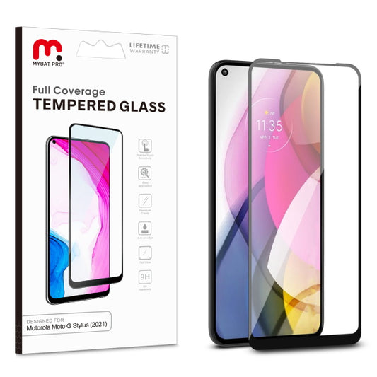 Motorola Moto G Stylus (2021) / Moto G Stylus 5G MyBat Pro Full Coverage Tempered Glass Screen Protector - Black (1101412)