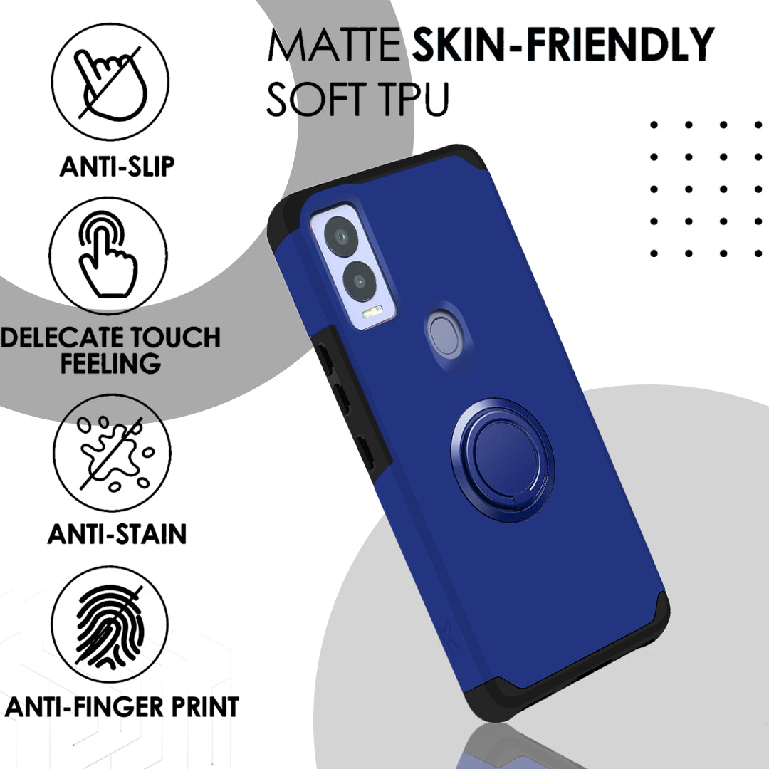 Cricket Magic 5G Tough Hybrid With Ring Stand + Tempered Glass - Classic Blue (1106034)