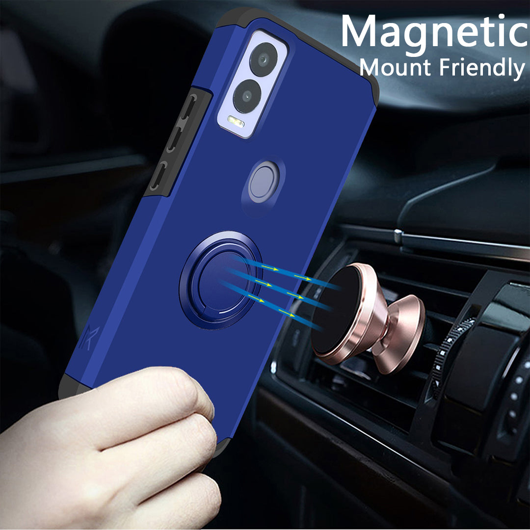Cricket Magic 5G Tough Hybrid With Ring Stand + Tempered Glass - Classic Blue (1106034)