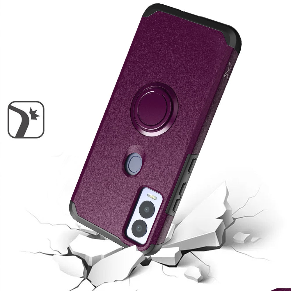 Cricket Magic 5G Tough Hybrid With Ring Stand + Tempered Glass - Dark Purple (1106035)