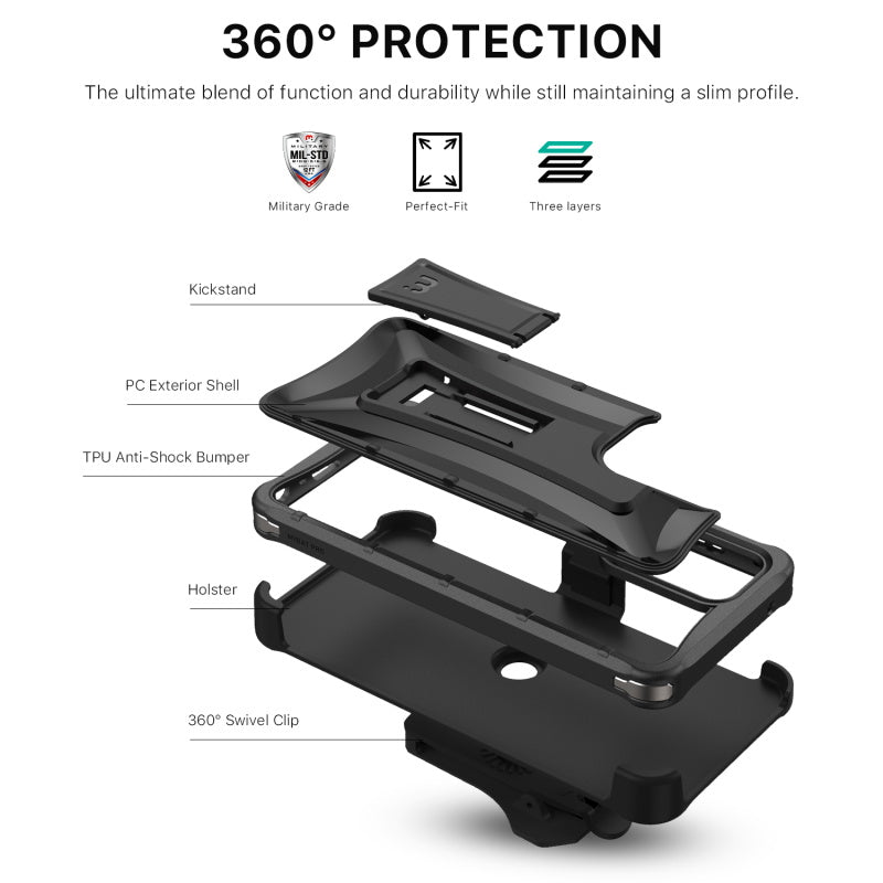 Samsung Galaxy A02s MyBat Pro Warrior Series Case with Holster and Tempered Glass - Black (1101177)