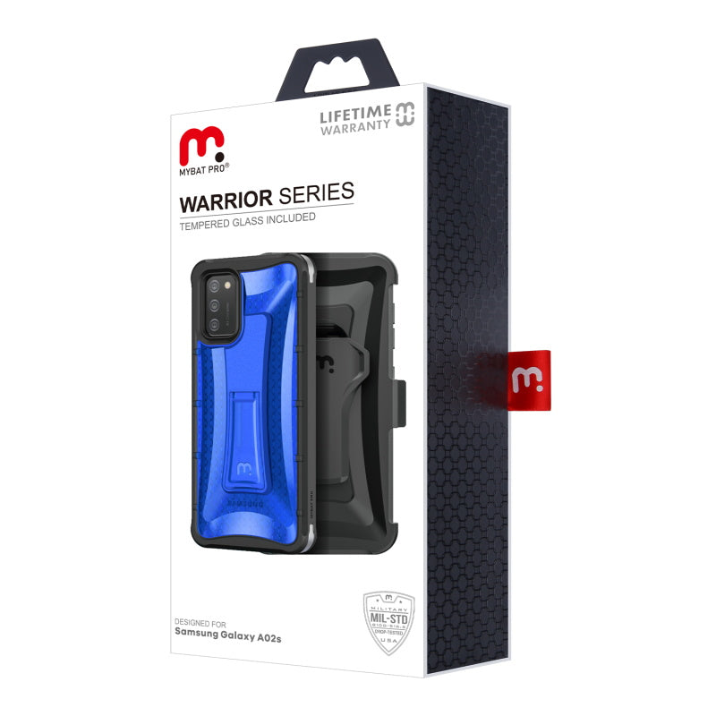 Samsung Galaxy A02s MyBat Pro Warrior Series Case with Holster and Tempered Glass - Blue (1101176)