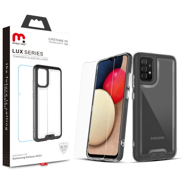Samsung Galaxy A02s MyBat Pro Lux Series Case with Tempered Glass - Black (1101653)