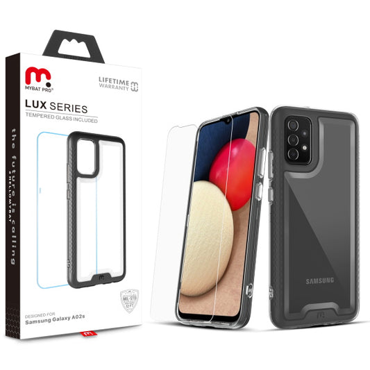 Samsung Galaxy A02s MyBat Pro Lux Series Case with Tempered Glass - Black (1101653)