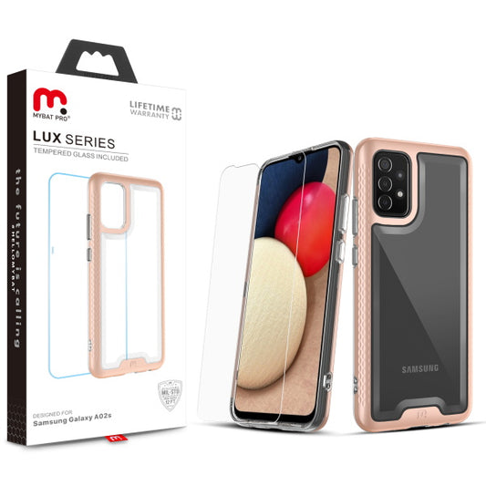 Samsung Galaxy A02s MyBat Pro Lux Series Case with Tempered Glass - Rose Gold (1101652)