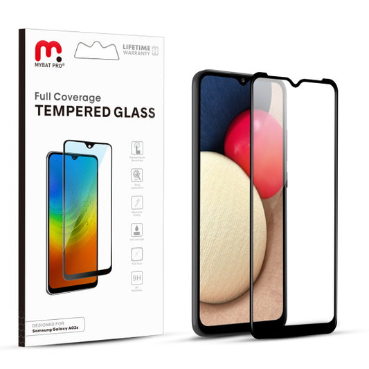 Samsung Galaxy A02s  MyBat Pro Full Coverage Tempered Glass Screen Protector- Black (1103235)