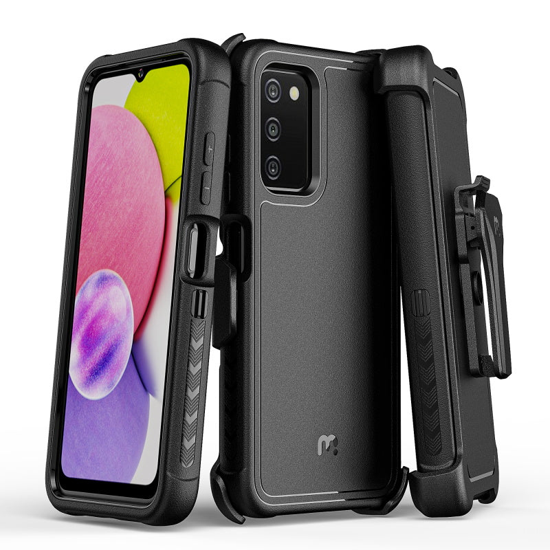 Samsung Galaxy A03S MyBat Pro Antimicrobial Maverick Series Case with Holster - Black / Black (1106896)