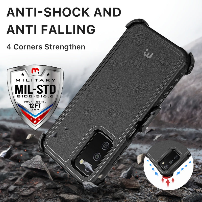 Samsung Galaxy A03S MyBat Pro Antimicrobial Maverick Series Case with Holster - Black / Black (1106896)