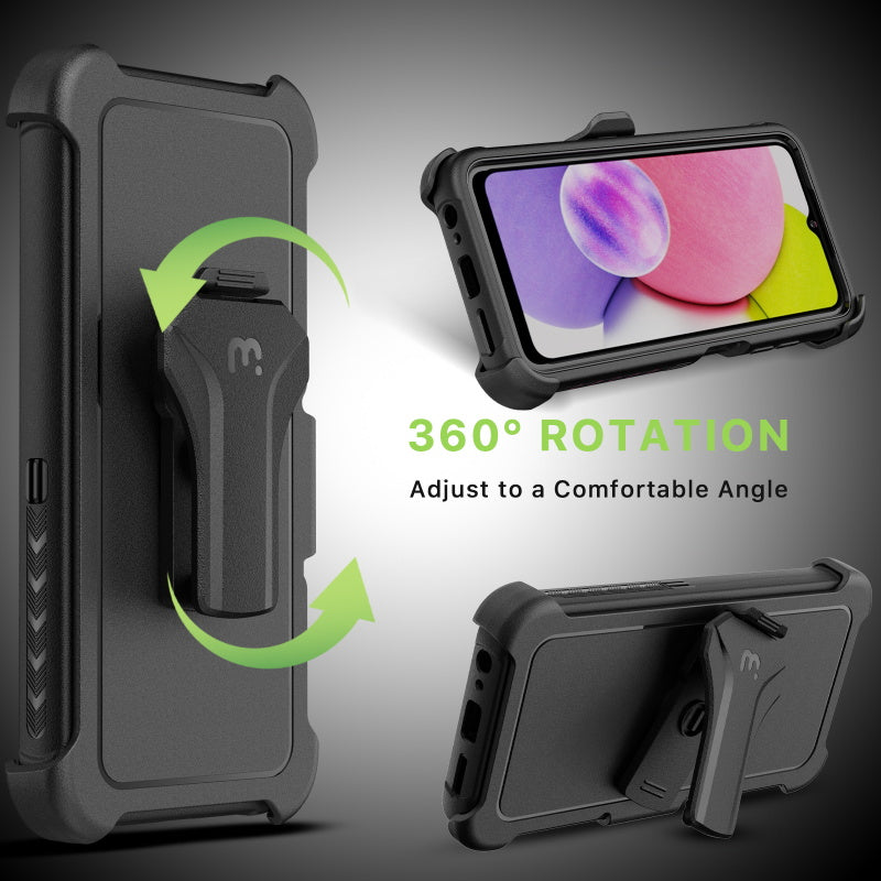 Samsung Galaxy A03S MyBat Pro Antimicrobial Maverick Series Case with Holster - Black / Black (1106896)
