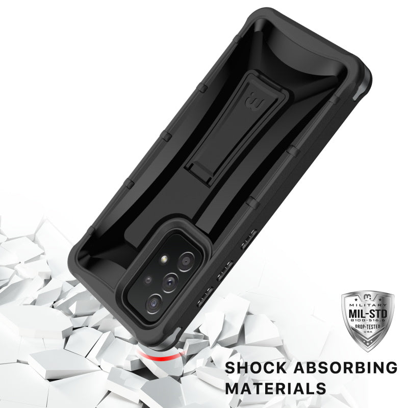 Samsung Galaxy A52 5G MyBat Pro Warrior Series Case with Holster and Tempered Glass - Black (1101181)