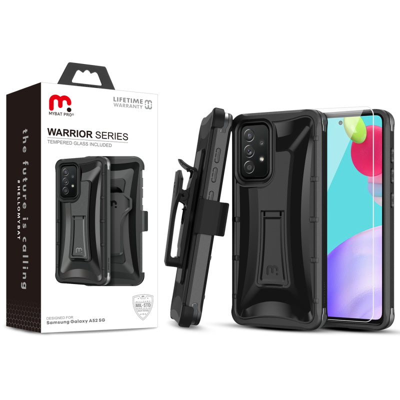 Samsung Galaxy A52 5G MyBat Pro Warrior Series Case with Holster and Tempered Glass - Black (1101181)