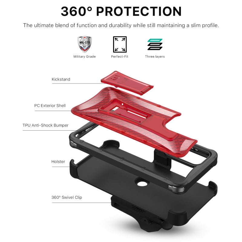 Samsung Galaxy A52 5G MyBat Pro Warrior Series Case with Holster and Tempered Glass - Red (1101182)