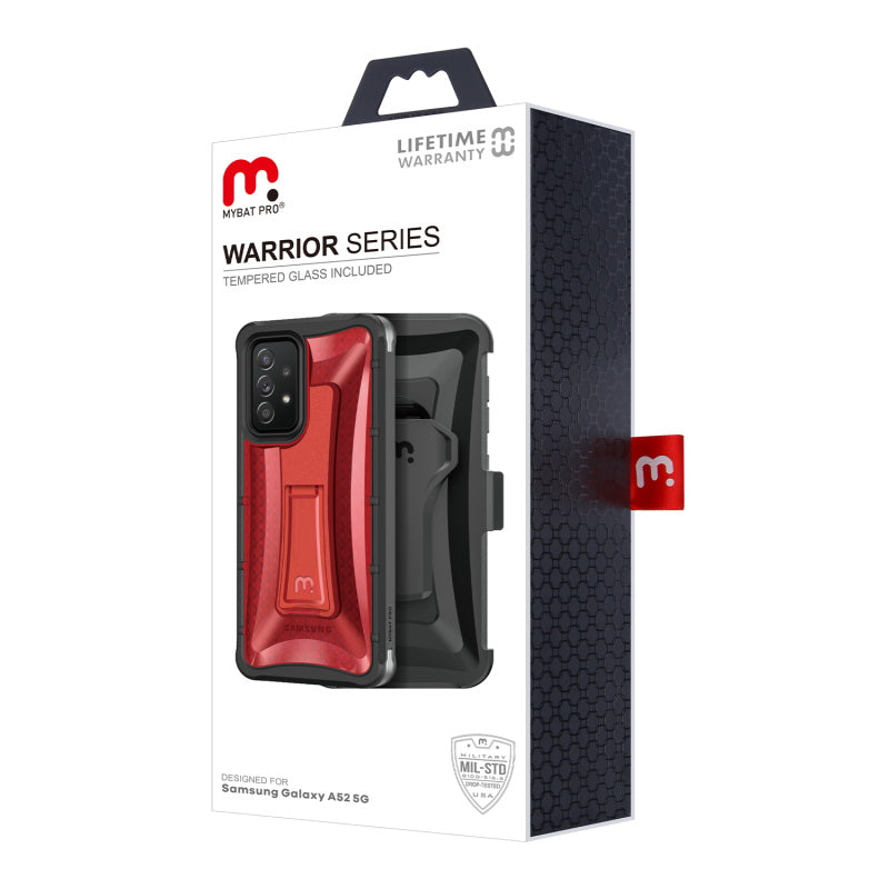 Samsung Galaxy A52 5G MyBat Pro Warrior Series Case with Holster and Tempered Glass - Red (1101182)