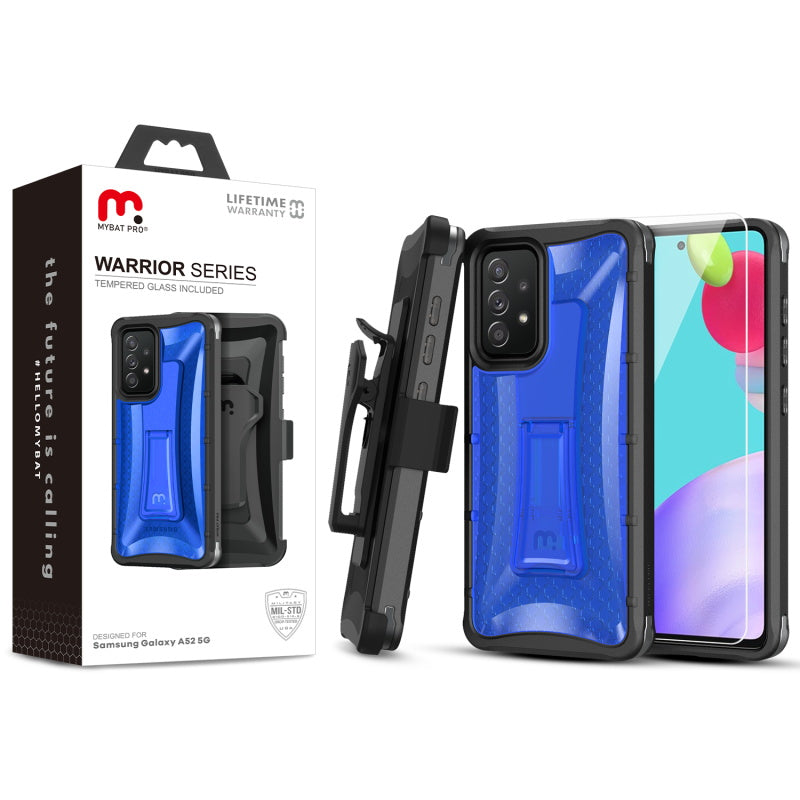 Samsung Galaxy A52 5G MyBat Pro Warrior Series Case with Holster and Tempered Glass - Blue (1101183)