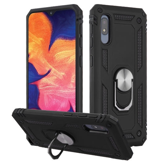 Samsung Galaxy A10E - Mybat Black/Black Anti-Drop Hybrid Protector Cover with Ring Stand (9716)