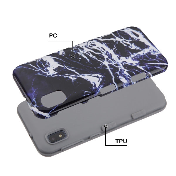 SAMSUNG GALAXY A10E -MYBAT Marble/Iron Gray TUFF Subs Hybrid Case (9497)