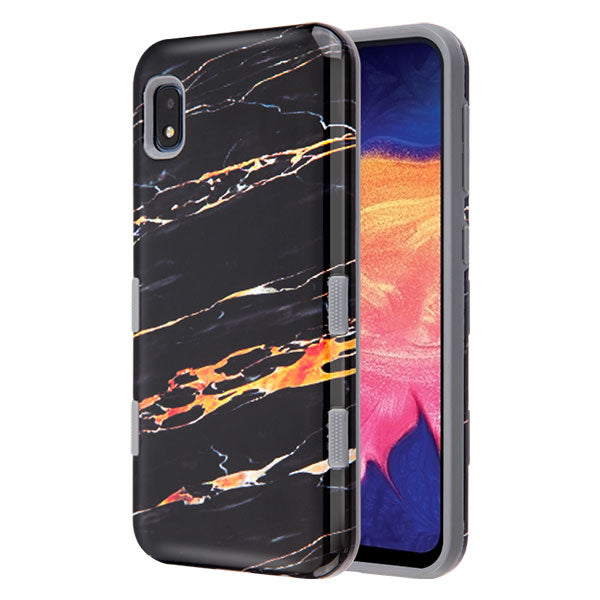SAMSUNG GALAXY A10E- MYBAT Supreme Black Gold Marble/Iron Gray TUFF Subs Hybrid Case (9492)