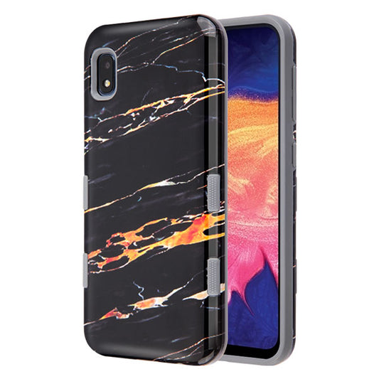 SAMSUNG GALAXY A10E- MYBAT Supreme Black Gold Marble/Iron Gray TUFF Subs Hybrid Case (9492)