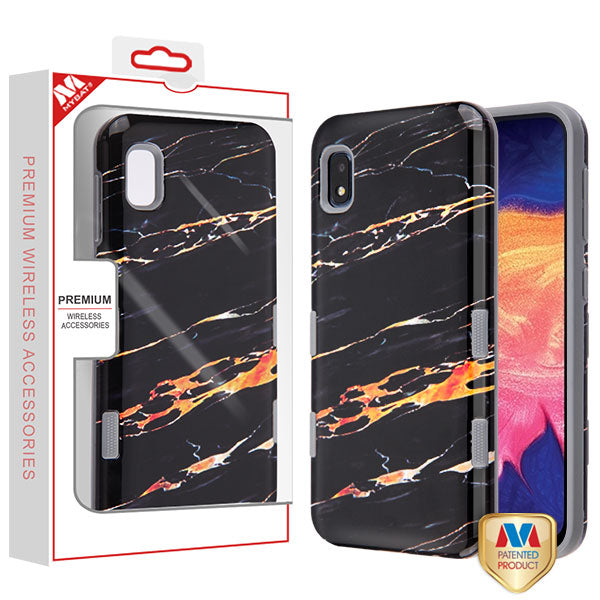 SAMSUNG GALAXY A10E- MYBAT Supreme Black Gold Marble/Iron Gray TUFF Subs Hybrid Case (9492)