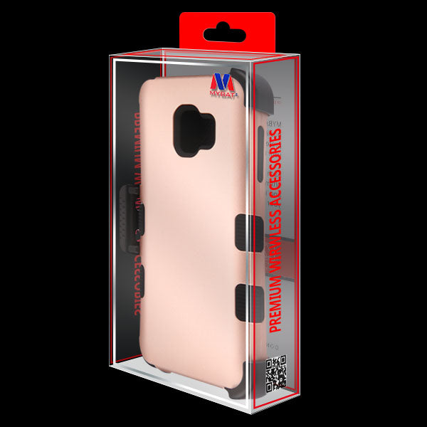 Samsung Galaxy J2 Pure / J2 Core / J2 MyBat TUFF Hybrid Phone Protector Cover w/ Black Horizontal Holster- Rose Gold/Black (735)