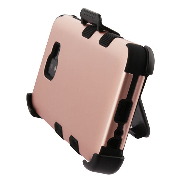 Samsung Galaxy J2 Pure / J2 Core / J2 MyBat TUFF Hybrid Phone Protector Cover w/ Black Horizontal Holster- Rose Gold/Black (735)