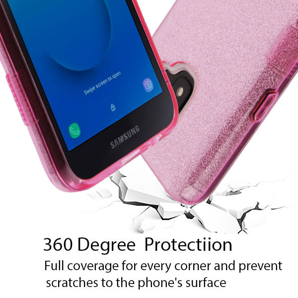 Samsung Galaxy J2 Pure / J2 Core / J2 MyBat TUFF Hybrid Protector Cover- Pink Full Glitter (758)