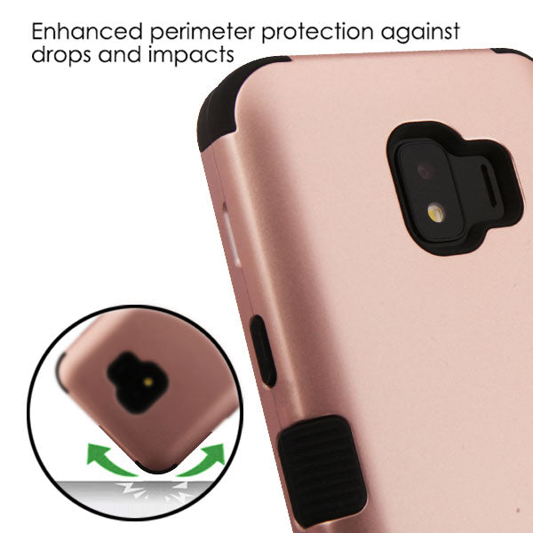 AMSUNG GALAXY J2 PURE MYBAT TUFF HYBRID PHONE PROTECTOR COVER- ROSE GOLD / BLACK (725)