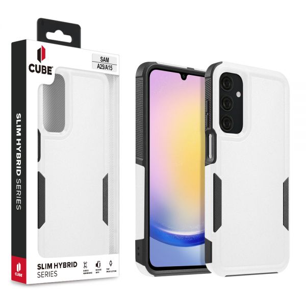 Cube® - Samsung Galaxy A15(5G) - White Heavy Duty Rugged PC Cover with Black Protective TPU Bumper in Cube Retail Box (1103071) (MSRP 39.99)
