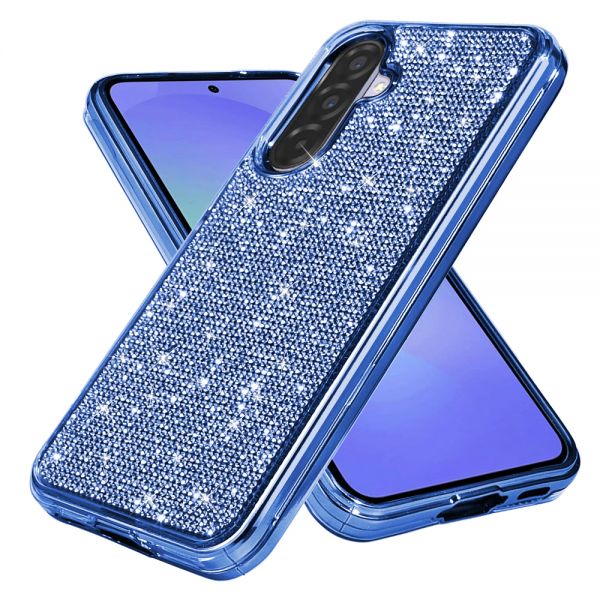 Cube® - Samsung Galaxy A36 5G - Full Bling 3D Rhinestone Crystal Back Cover with Shiny Blue Chrome Durable TPU Bumper in Cube Retail Box (1103073) (MSRP 39.99)