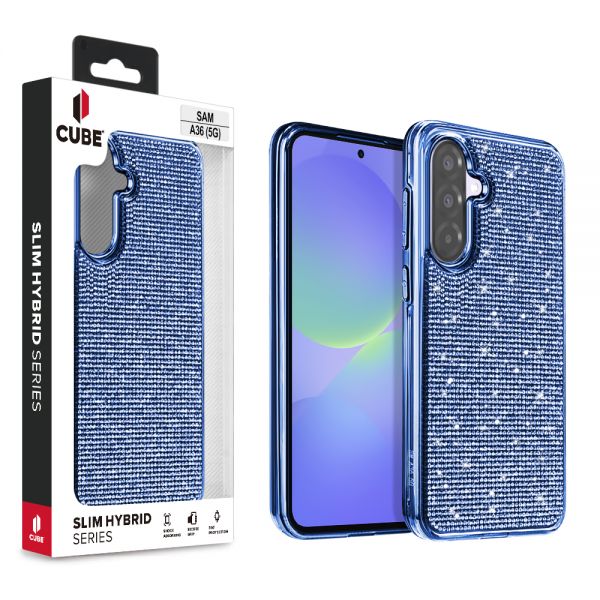Cube® - Samsung Galaxy A36 5G - Full Bling 3D Rhinestone Crystal Back Cover with Shiny Blue Chrome Durable TPU Bumper in Cube Retail Box (1103073) (MSRP 39.99)