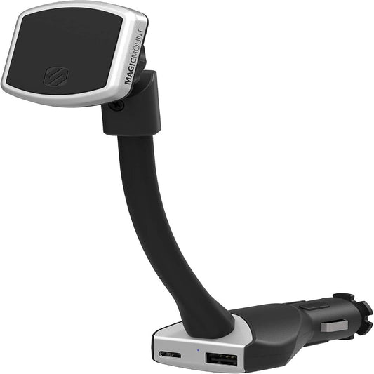 Scosche MP12VPD2-XTSP MagicMount Pro Magnetic Phone/GPS Car Mount 30W Dual Port Type-C + Type-A Cell Phone Charger, Cigarette Lighter Phone Holder  (1102716)