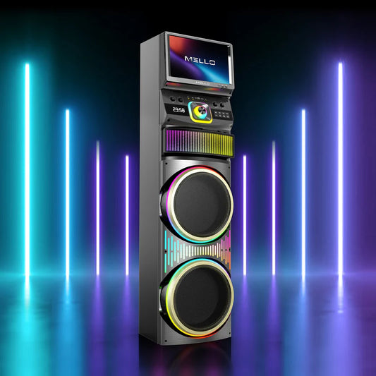 (ONLY FOR PICK UP FROM FRESNO WAREHOUSE )MELLO SIDESHOW PRO 2 X 12" INCH 12000 WATTS WITH 15.4" WIFI TOUCH SCREEN SPEAKER (1107584)(MSRP $799.99)