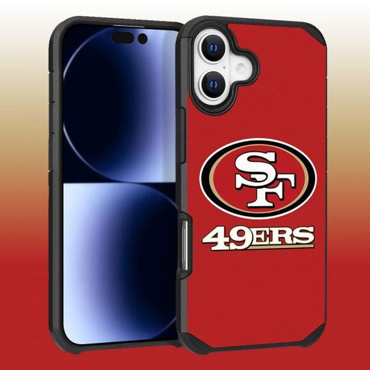 Apple iPhone 16 Plus (6.7) - NFL Licensed San Francisco 49ers Team Logo on Red Textured Dual Layer Case (1103120) (MSRP $44.99)