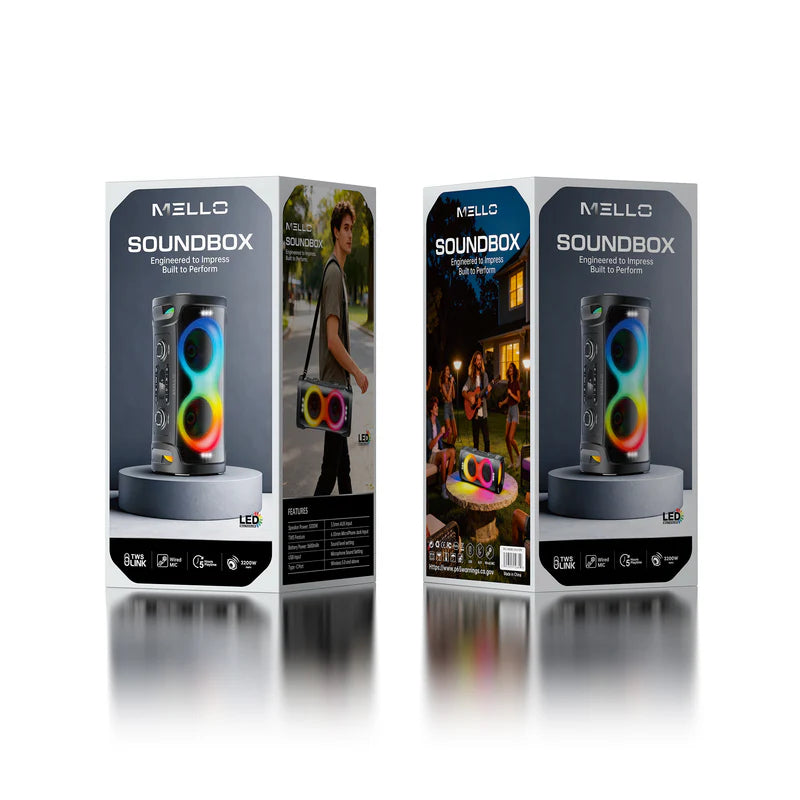 MELLO SOUNDBOX 2X6.5 INCH 3200 WATTS SPEAKER (1107581)(MSRP $139.99)