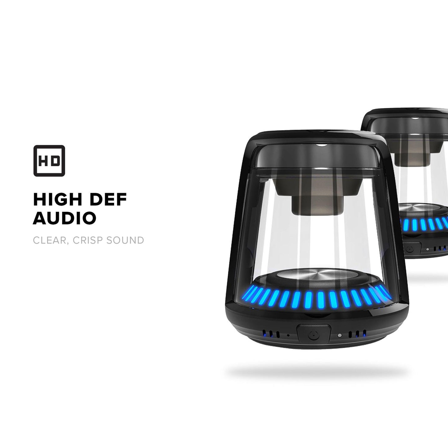 ZIZO THUNDER DUO TWS WIRELESS BLUETOOTH SPEAKER [LED ILLUMINATED] - RECHARGEABLE BATTERY BUILT-IN MICROPHONE AND MAGNETIC BASE - BLACK (1104772)
