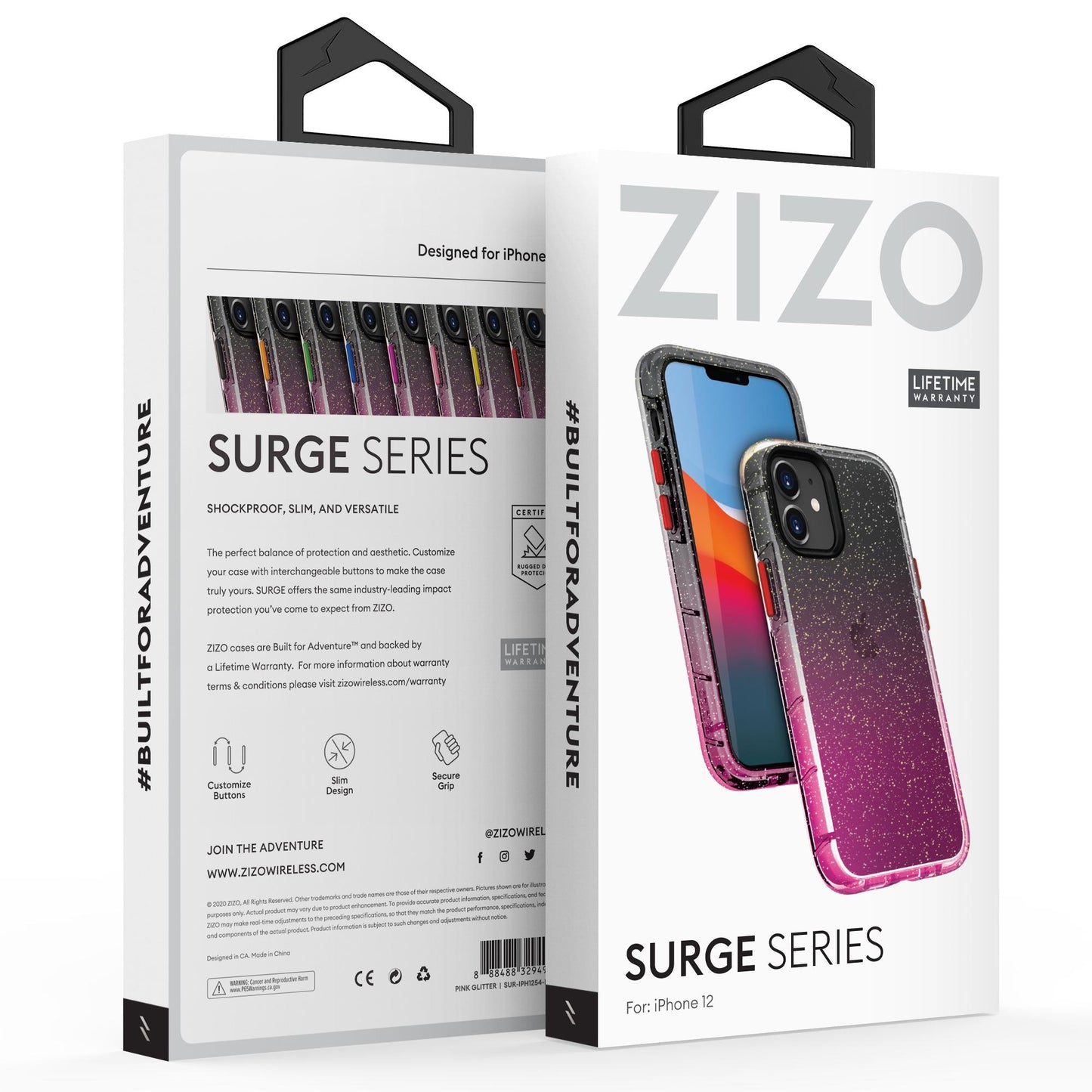 Apple iPhone 12 MINI 5.4 ZIZO SURGE SERIES CASE- Pink Glitter (110101)