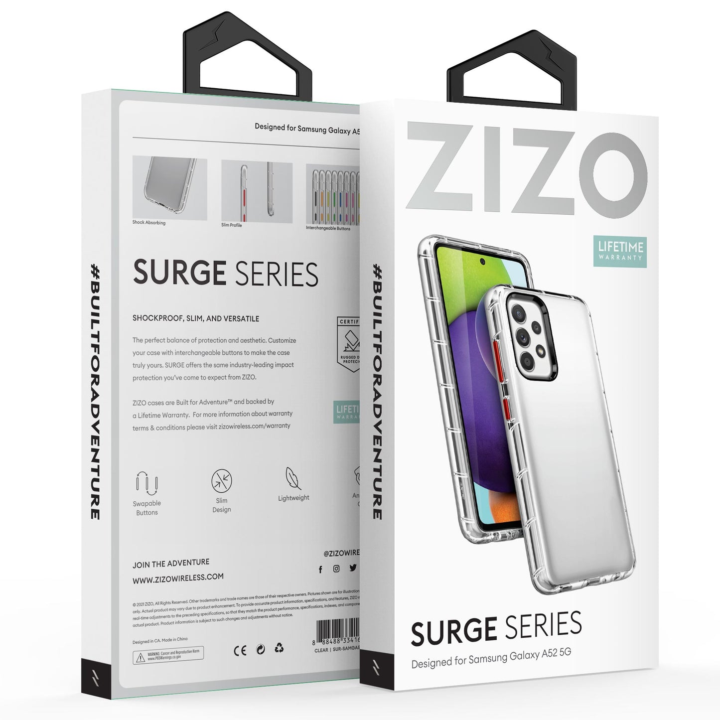 SAMSUNG GALAXY A52 5G ZIZO SURGE SERIES CASE - CLEAR (1101104)