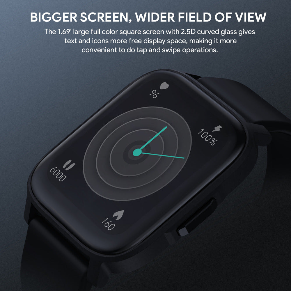 AUKEY SW-1S SmartWatch - Wrist Bluetooth Calling, Large Display: 1.69 - inch, Health Monitoring - BLACK  (1102829)