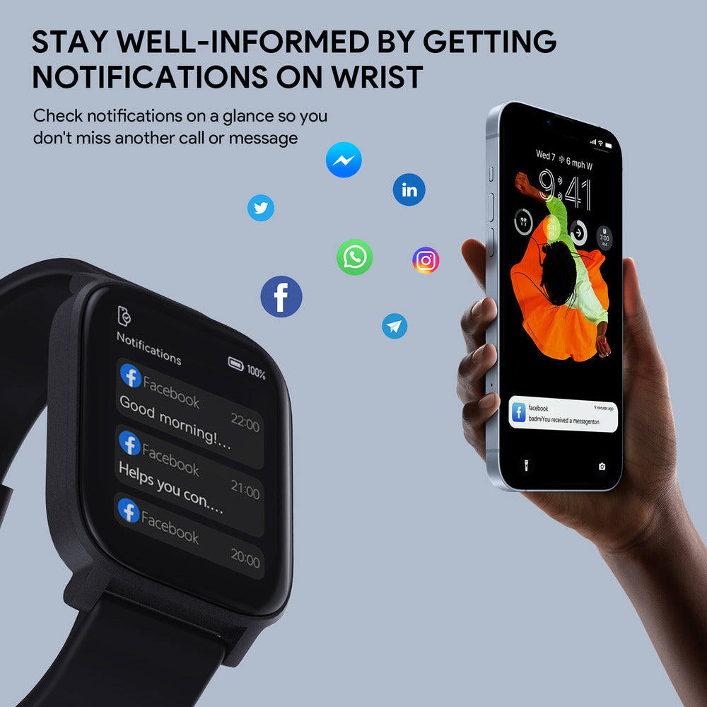 AUKEY SW-1S SmartWatch - Wrist Bluetooth Calling, Large Display: 1.69 - inch, Health Monitoring - BLACK  (1102829)