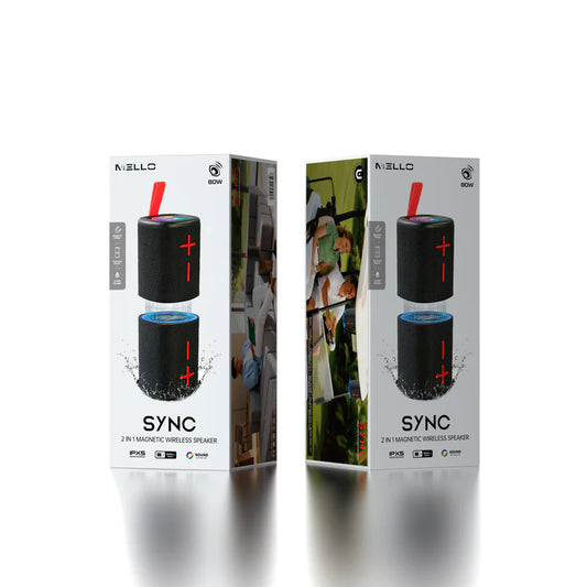 MELLO SYNC 100 WATTS 2IN1 MAGNETIC PORTABLE SPEAKER BLACK ( 1107789) (MSRP $69.99)