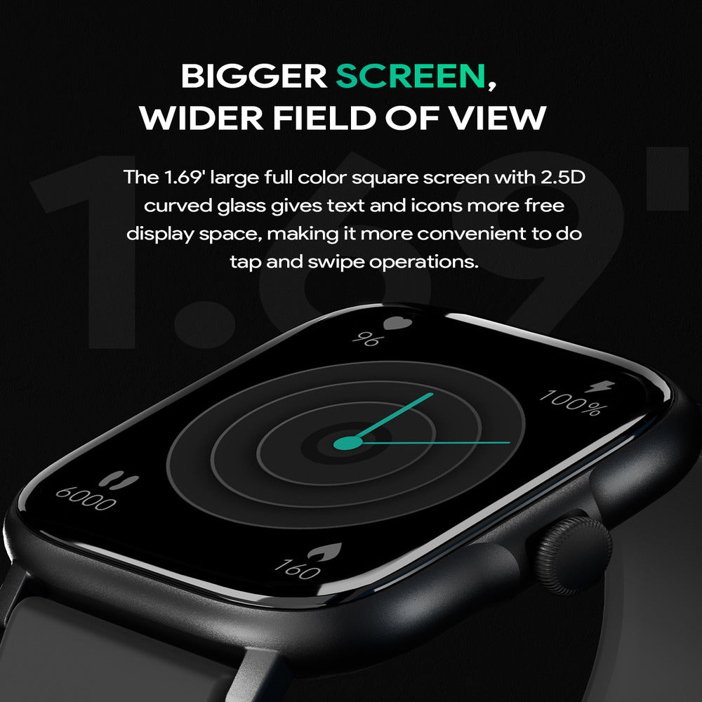AUKEY SW-1P SmartWatch 1 Pro - large 1.69 inch screen, Precision health tracking, On-wrist notifications - BLACK  (1102830)