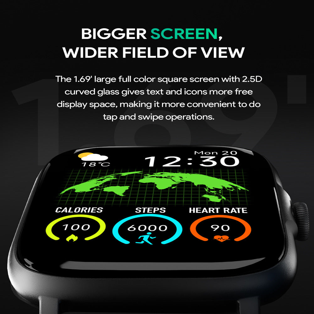 AUKEY SW-1P SmartWatch 1 Pro - large 1.69 inch screen, Precision health tracking, On-wrist notifications - BLACK  (1102830)